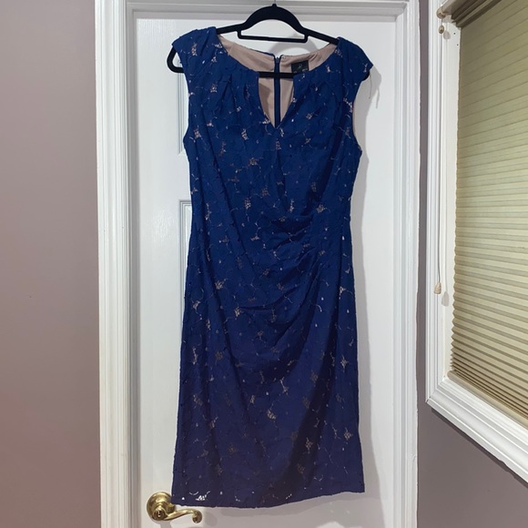 Blue Lace Floral Sleeveless Dress - SIZE 12 - Picture 1 of 4